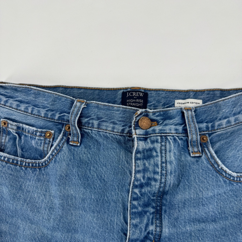 J.Crew High-Rise Straight Premium Edition Blue Button Fly Jeans Size 30 - Picture 4 of 10